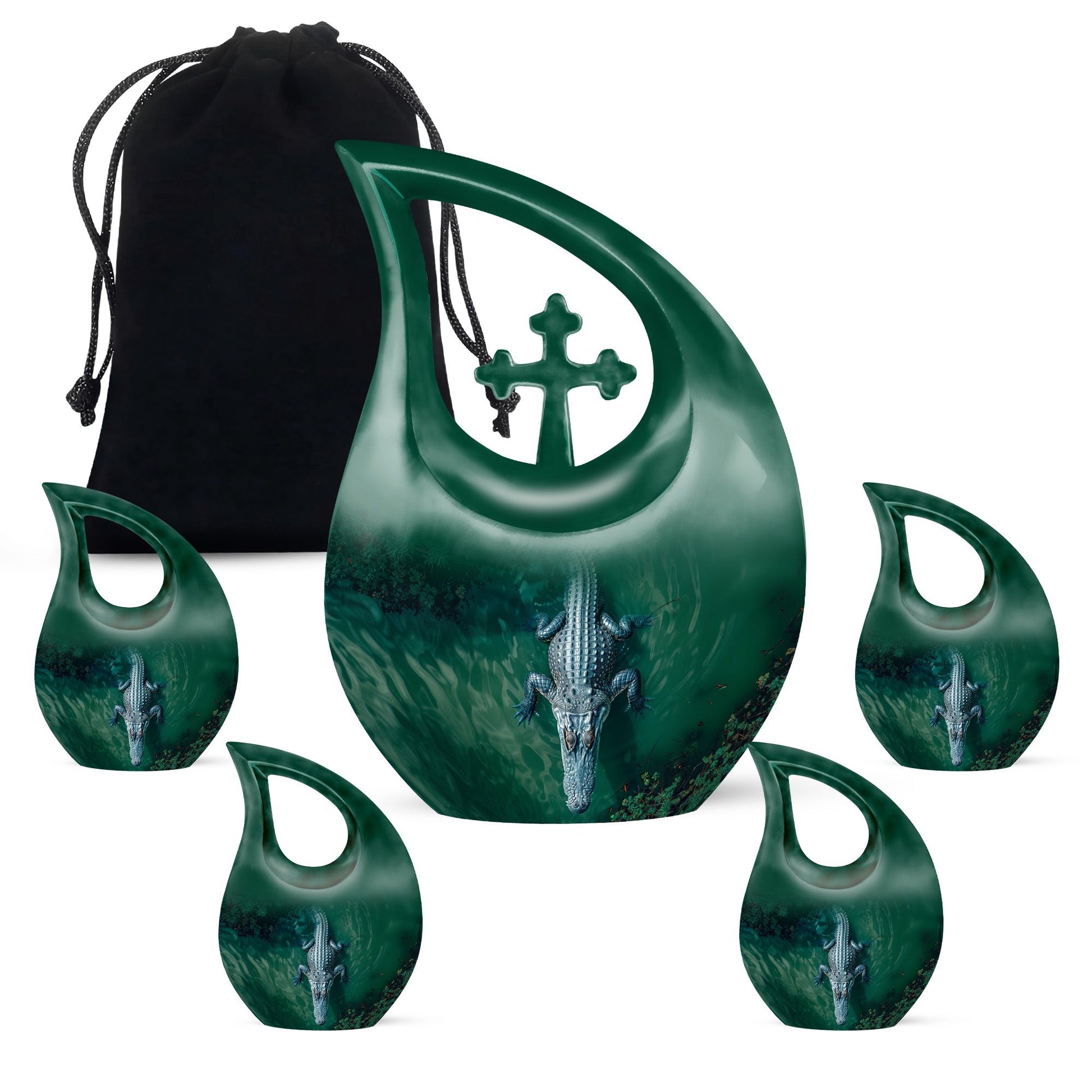 Alligator Theme Large Urn With 4 Keepsake Urn