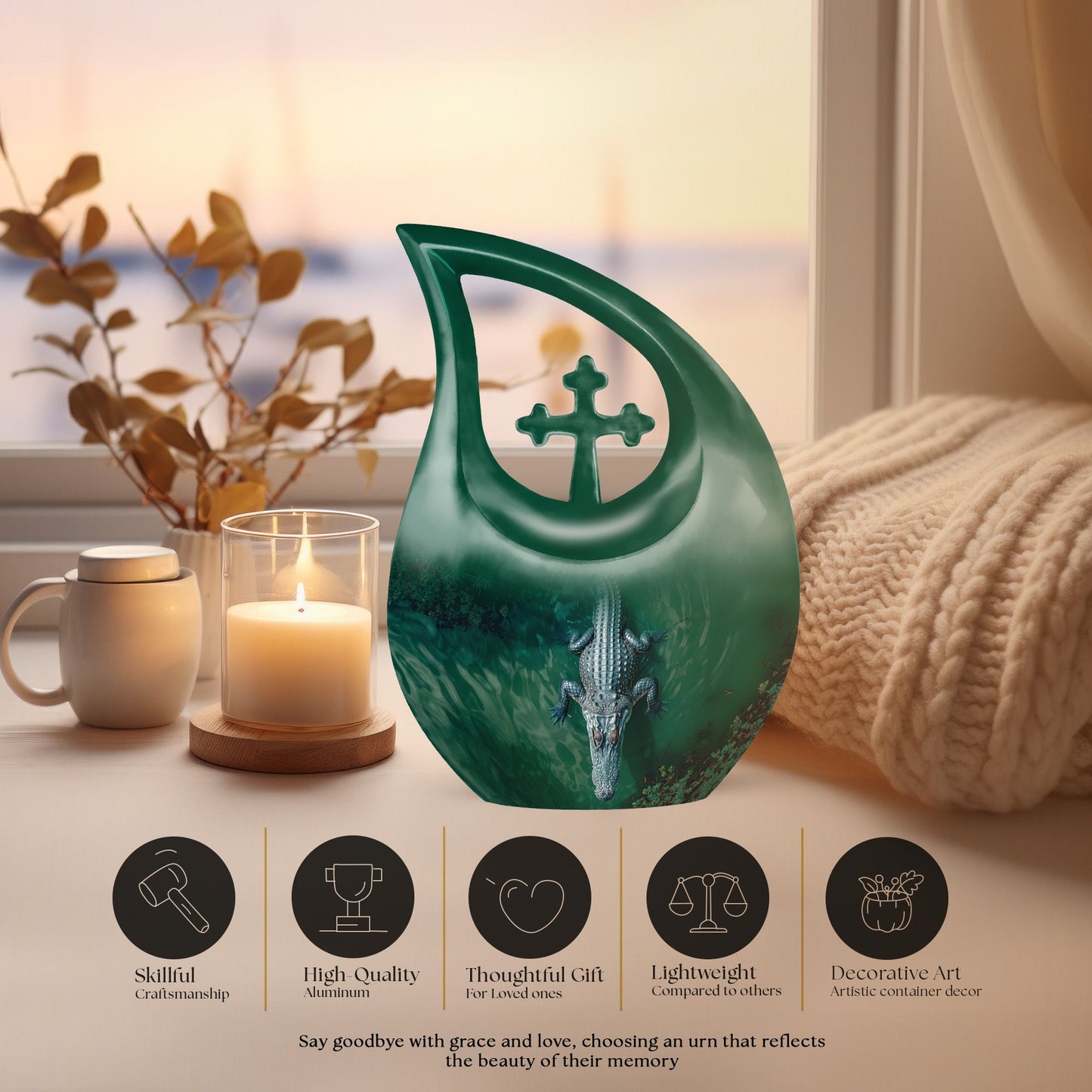 Medium size Alaigator-themed urn