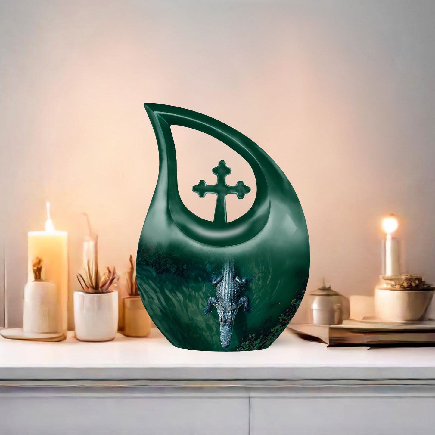 Medium size Alaigator-themed urn