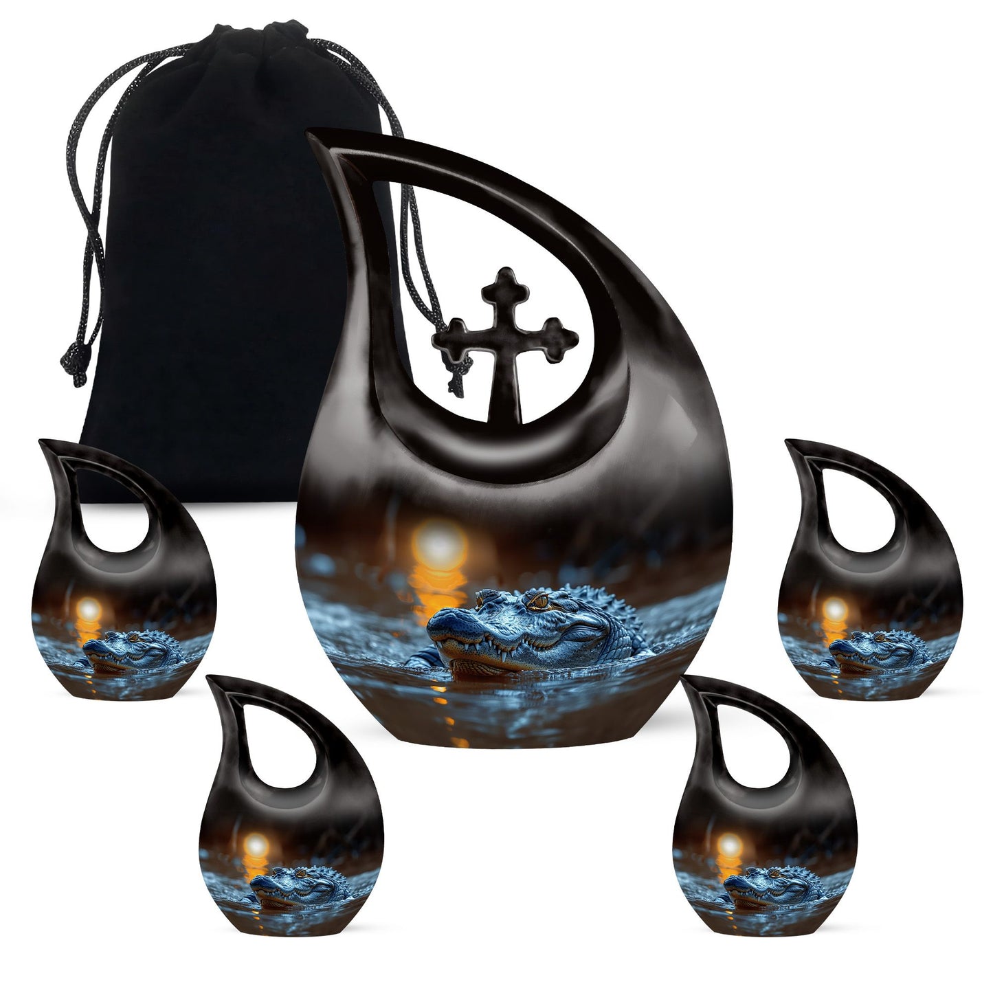 10-inch Alligator Cross Drop Design Urn