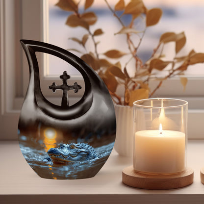 10-inch Alligator Cross Drop Design Urn