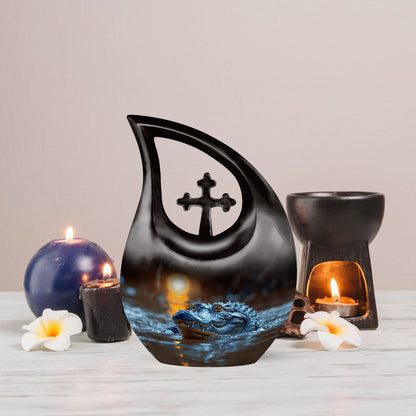 10-inch Alligator Cross Drop Design Urn