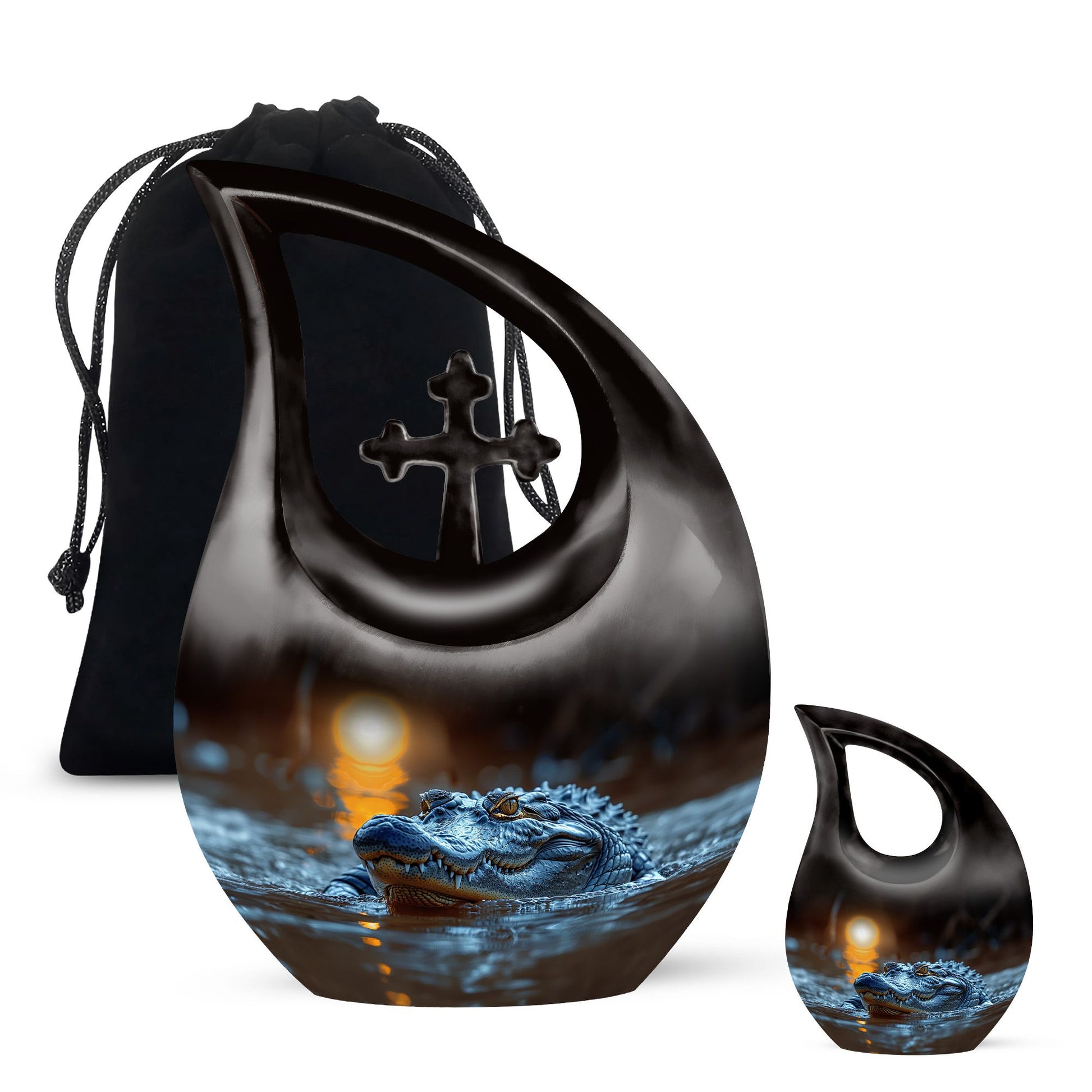 Alligator Theme Large Urn With 1 Keepsake Urn