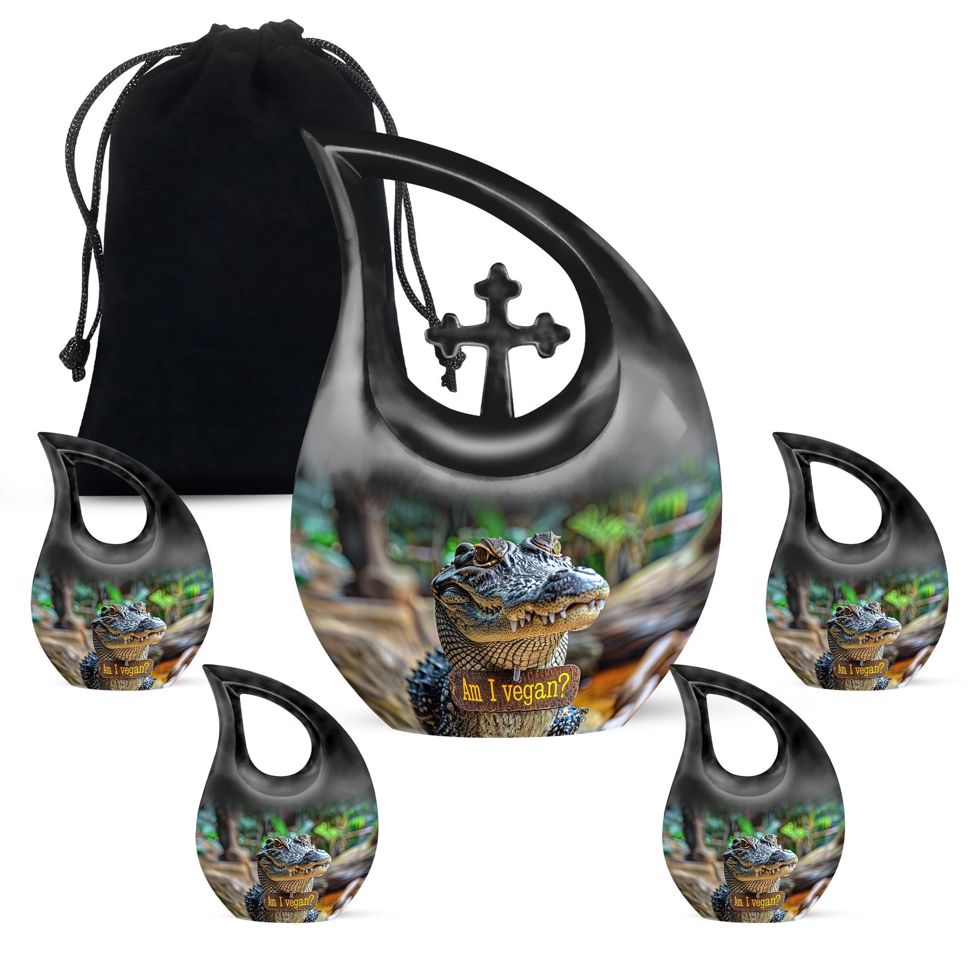 Alligator Theme Large Urn With 4 Keepsake Urn