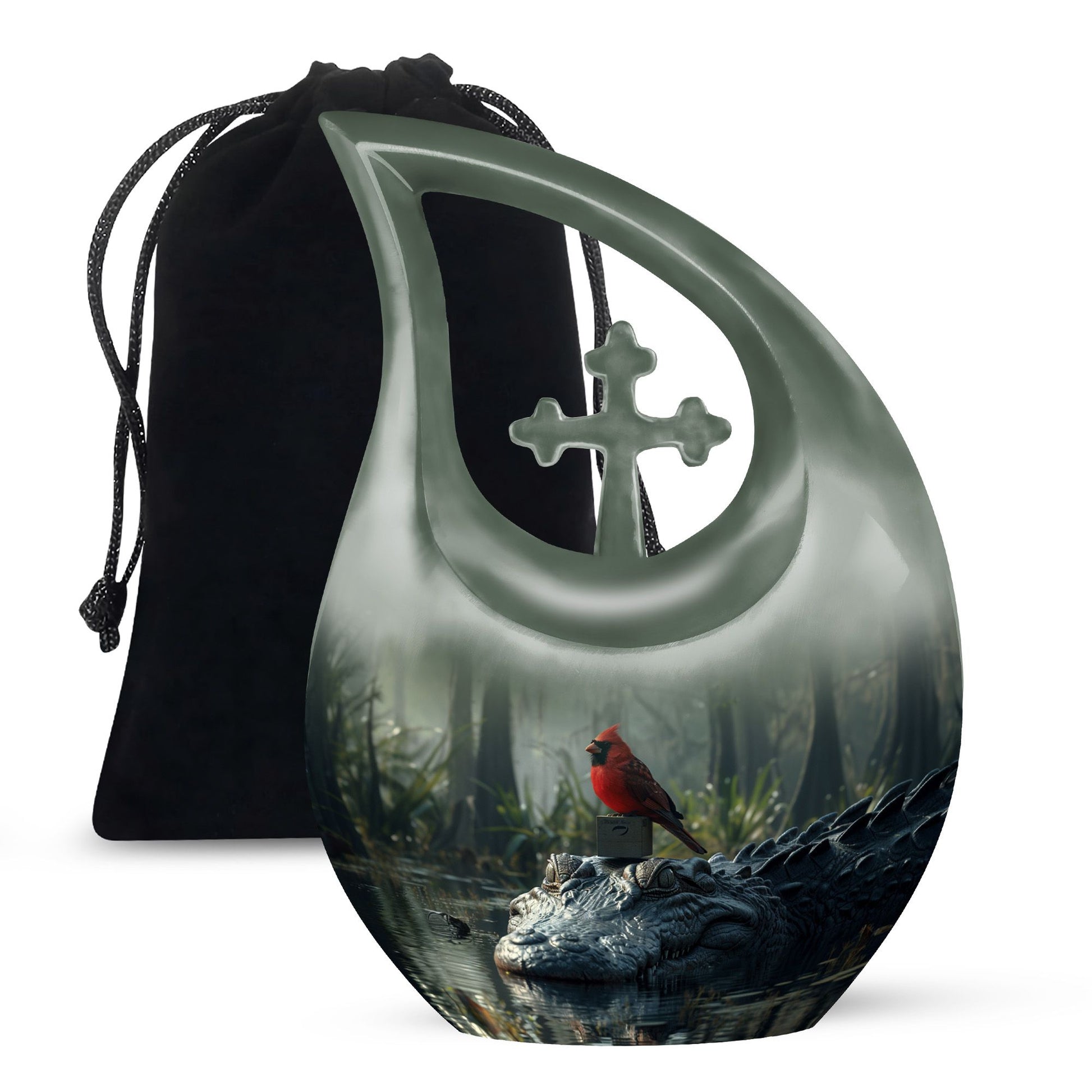 Cardinal & Alligator Memorial Urn - Cremation Urns Large & Small Combo