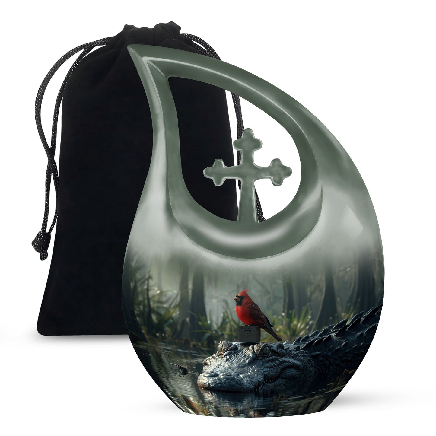 Cardinal Bird Theme Large Urn 10 Inch