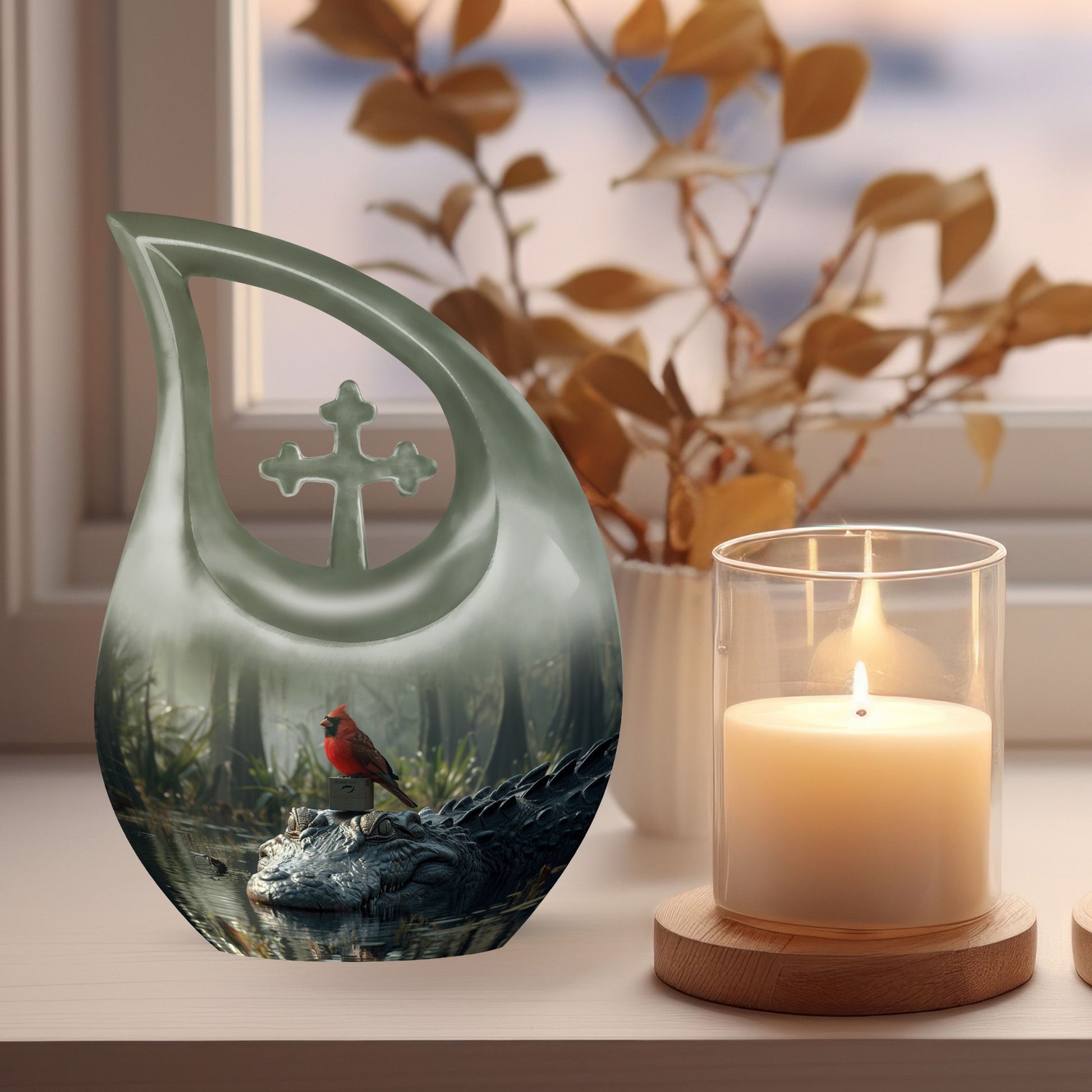 Aluminum Alligator urn for men's ashes