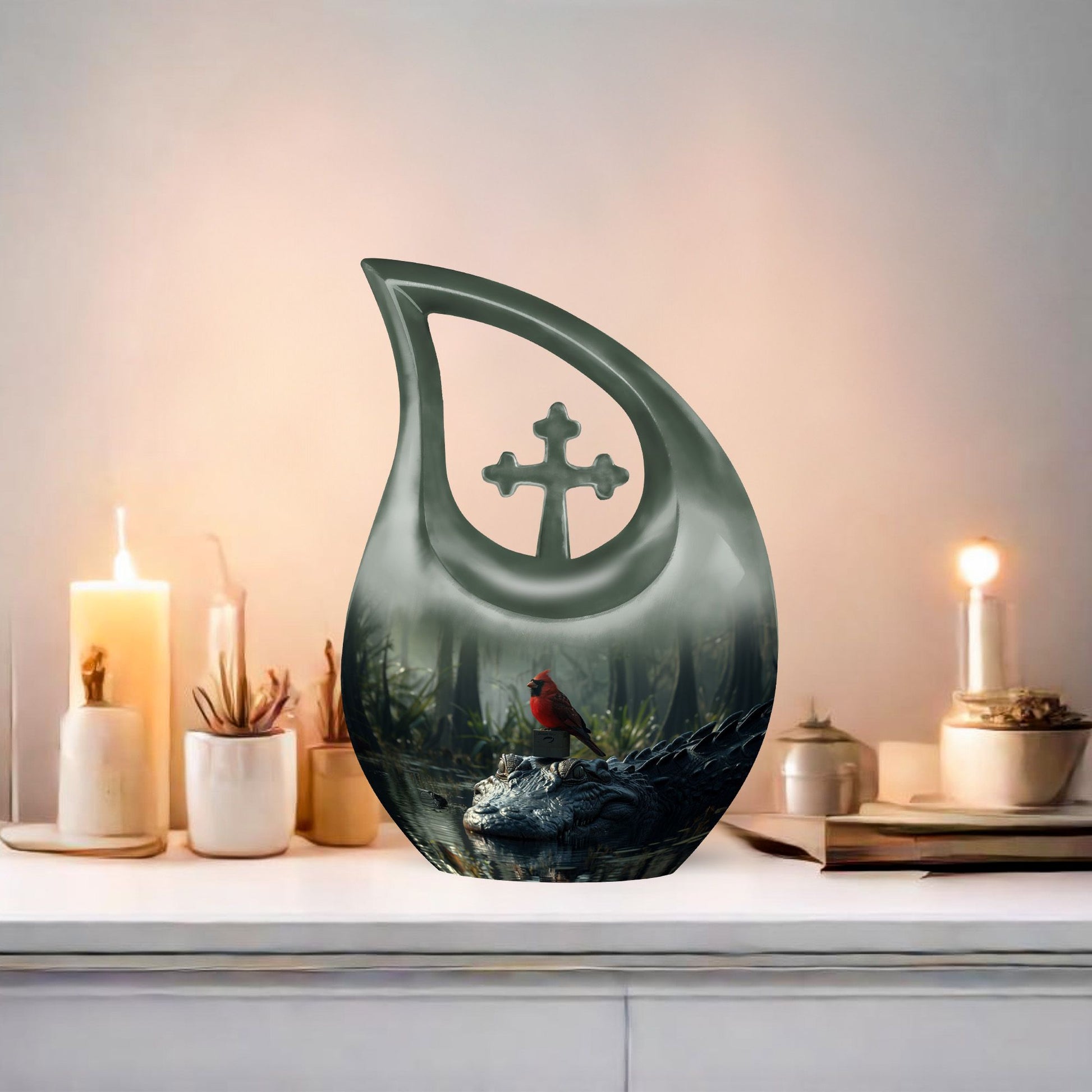 Aluminum Alligator urn for men's ashes