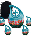 Pink & Orange Tulip Memorial Urn - Sky Blue Urn Keepsake Combo Set