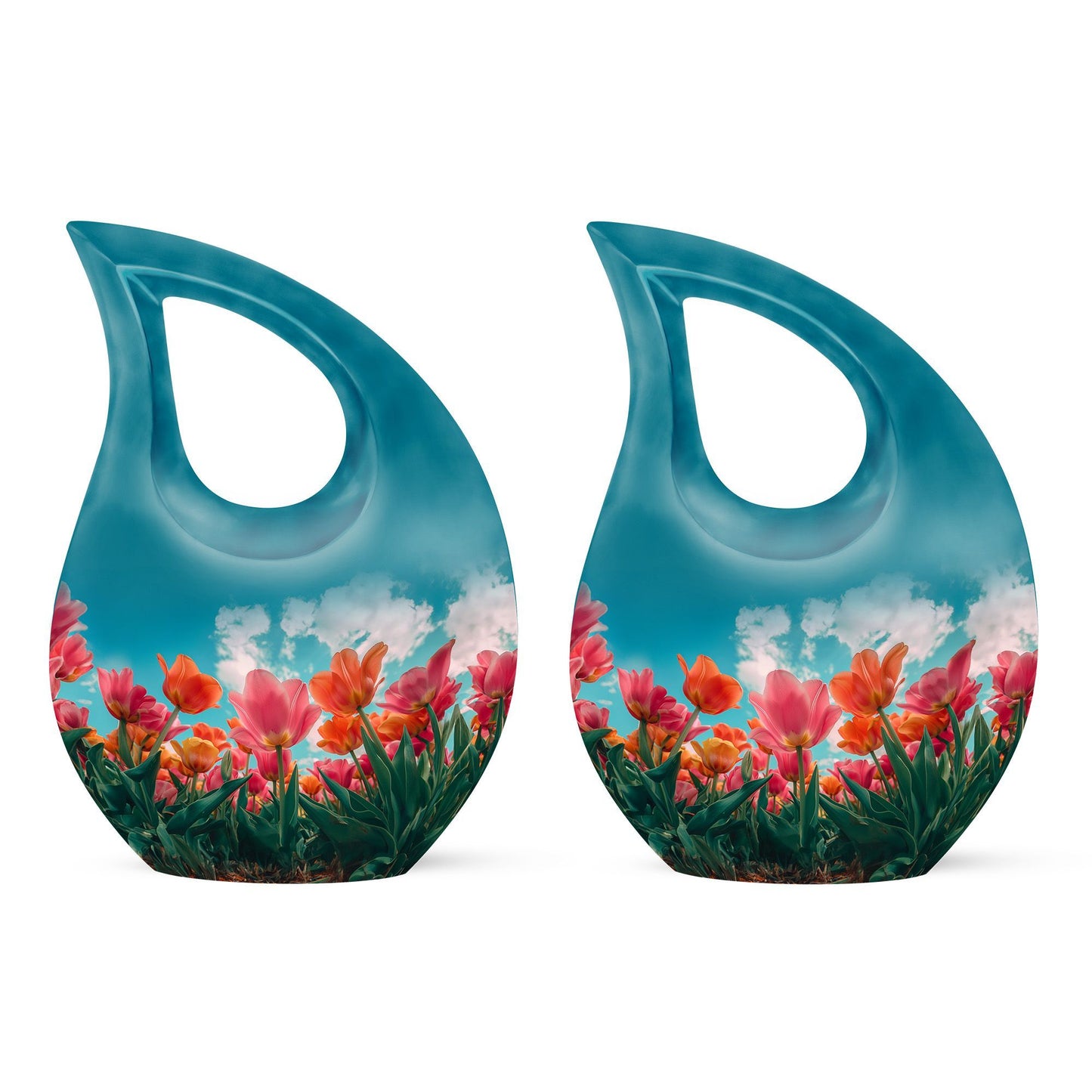 Medium-sized tulip-themed Cross Drop Urn