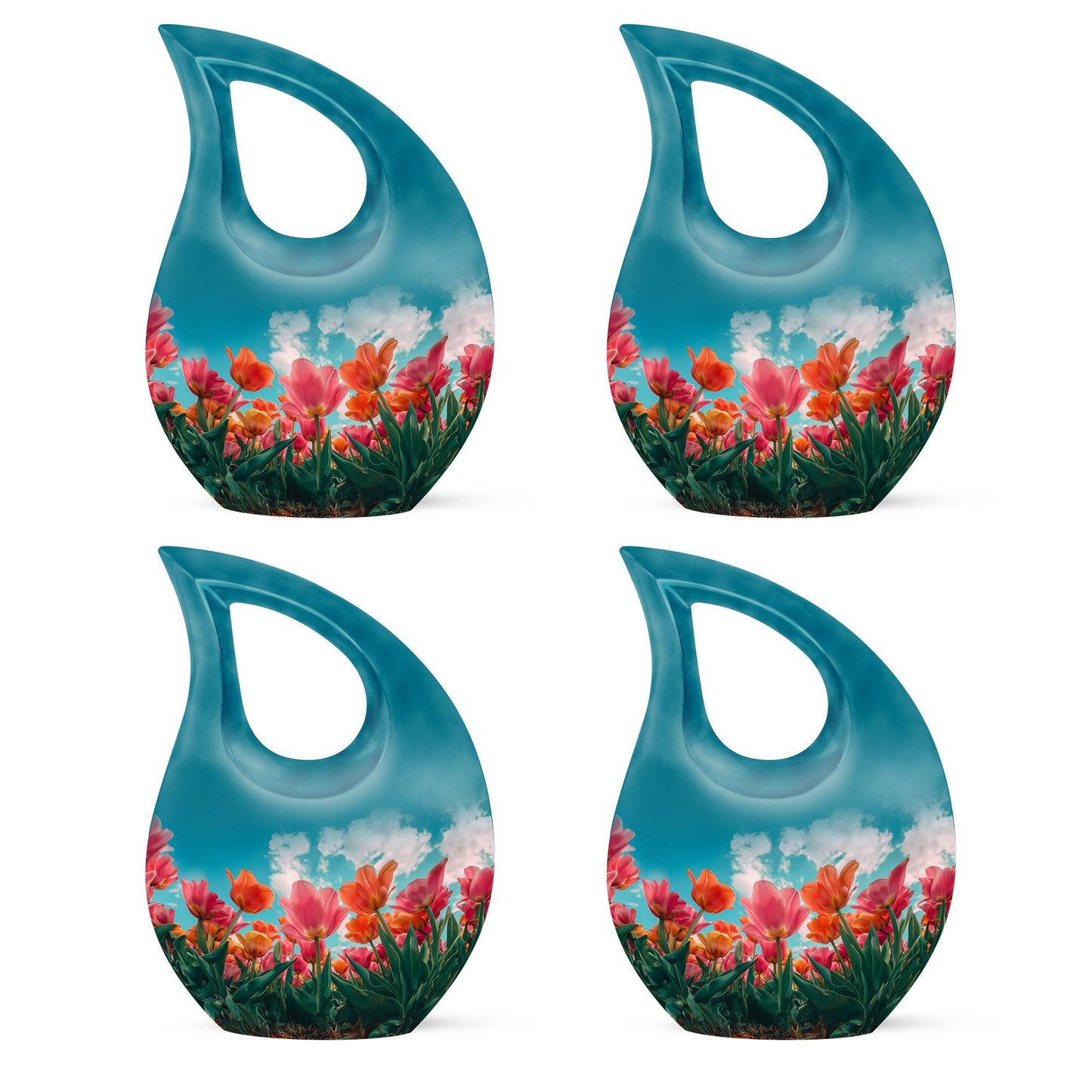 Medium-sized tulip-themed Cross Drop Urn