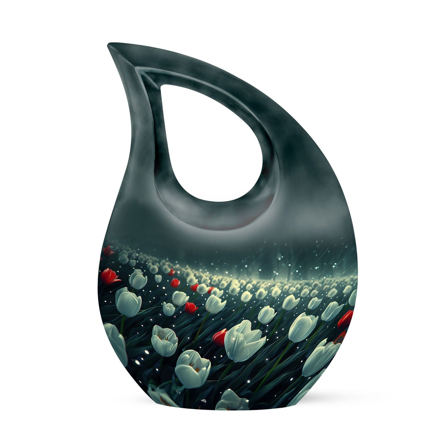 10-inch Tulip-themed Cross Drop Memorial Urn