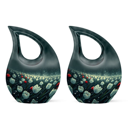 10-inch Tulip-themed Cross Drop Memorial Urn