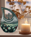 10-inch Tulip-themed Cross Drop Memorial Urn