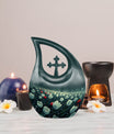 10-inch Tulip-themed Cross Drop Memorial Urn