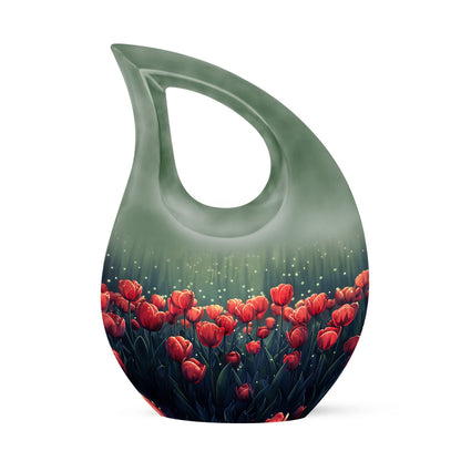 10 inch Tulip themed Cross Drop design Customized Urn.