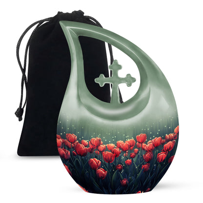 Personalized Tulip Cremation Urn for Human Ashes - 10-inch, 200 cu in - Yatskia