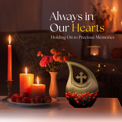 10 inch Tulip themed Cross Drop design Customized Urn.