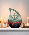 10 inch Tulip themed Cross Drop design Customized Urn.