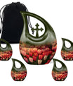 Flowers Cremation Urn - Dark Green Large Urn Human Ashes