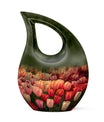 Large Tulip Urn, memorial cross drop design Urn