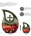 Large Tulip Urn, memorial cross drop design Urn