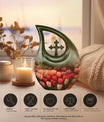 Large Tulip Urn, memorial cross drop design Urn