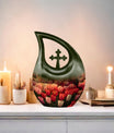 Large Tulip Urn, memorial cross drop design Urn