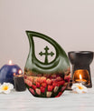 Large Tulip Urn, memorial cross drop design Urn