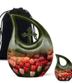 Flowers Cremation Urn - Dark Green Large Urn Human Ashes