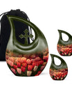 Flowers Cremation Urn - Dark Green Large Urn Human Ashes