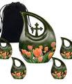 Orange Tulip Cremation Urn – Olive Green Memorial Urn Human Ashes