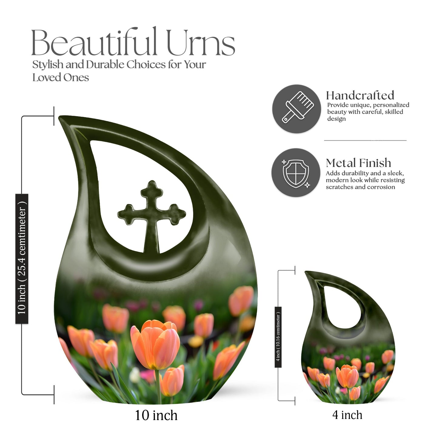 10-inch aluminium Tulip urn