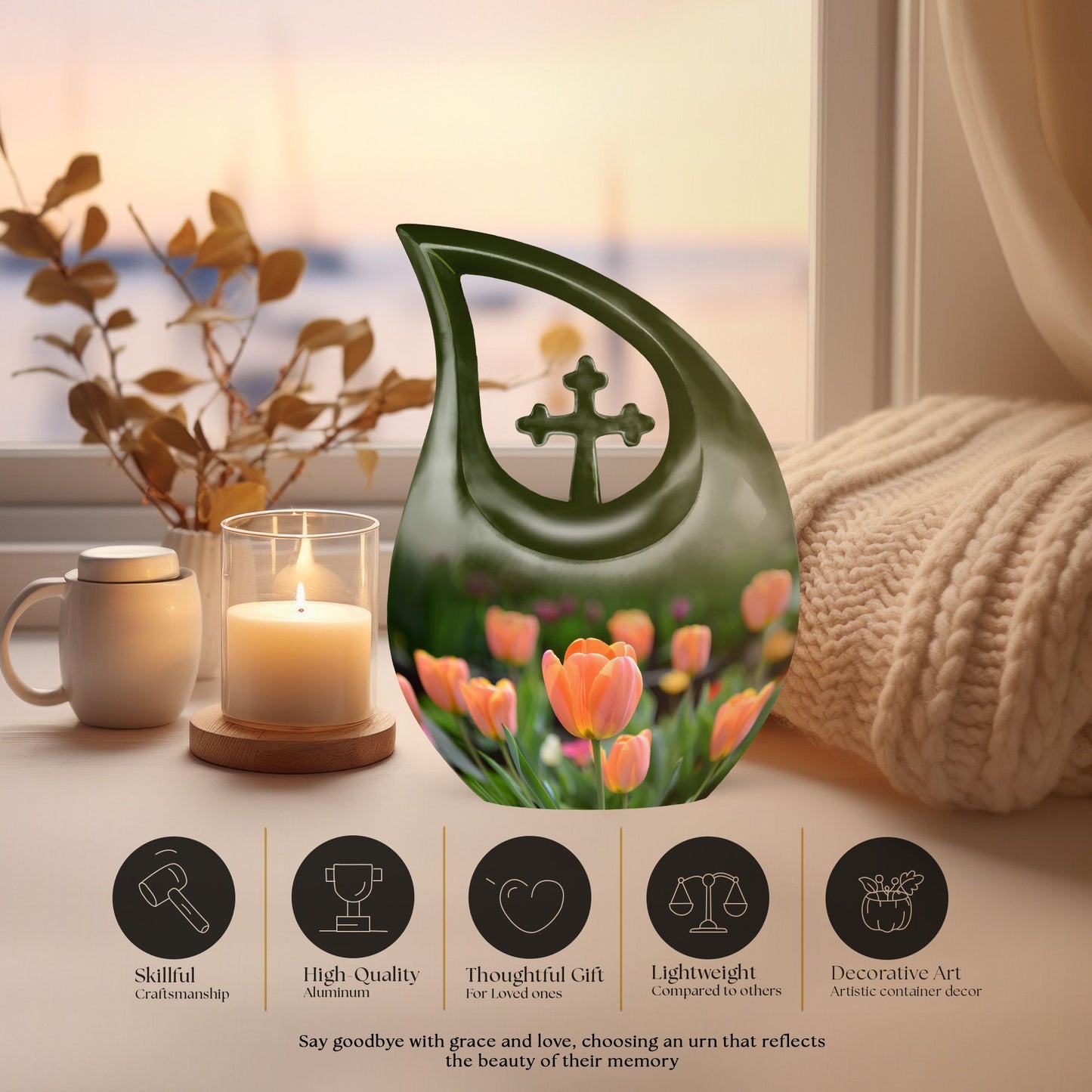 10-inch aluminium Tulip urn