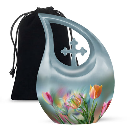 10 Inch Tulip Urn, Metal Cremation Urn