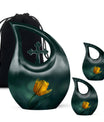 Yellow Tulip Flower Cremation Urn – Dark Green Large Urns Human Ashes