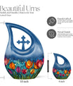 10 inch Tulip Cross Drop design large cremation urn