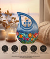 10 inch Tulip Cross Drop design large cremation urn