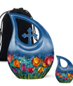 Tulip Memorial Urn - Blue Mini Urns For Human Ashes Adult Male