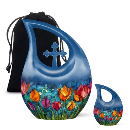 Blue Personalized Hummingbird Keepsake Urn for Human Ashes - 10-inch, 200 cu in - Yatskia