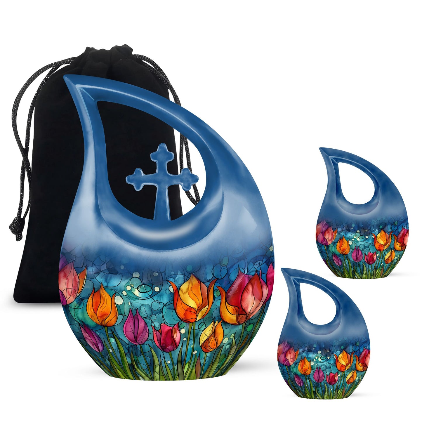 10 inch Tulip Cross Drop design large cremation urn