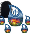 Stained Glass Tulip Cremation Urn – Blue Burial Urns For Human Ashes