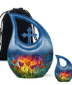 Stained Glass Tulip Cremation Urn – Blue Burial Urns For Human Ashes