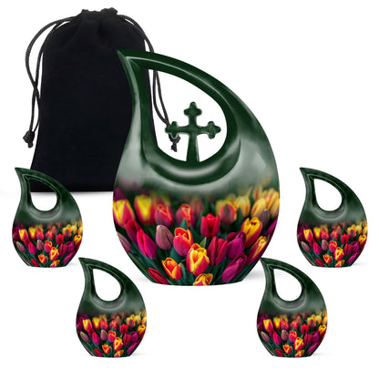 10 inch Tulip themed Cross drop design urn
