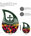 10 inch Tulip themed Cross drop design urn