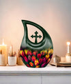 10 inch Tulip themed Cross drop design urn