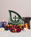 10 inch Tulip themed Cross drop design urn