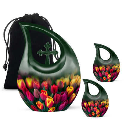 10 inch Tulip themed Cross drop design urn