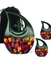 Multicolored Tulip Cremation Urn – Dark Green Teardrop Memorial Urn