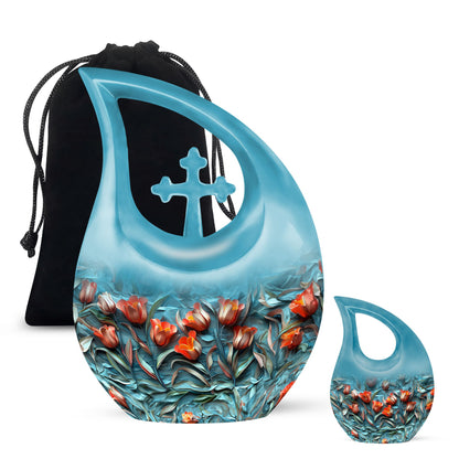 Personalized Flower Cremation Urn for Human Ashes - 10-inch, 200 cu in - Yatskia